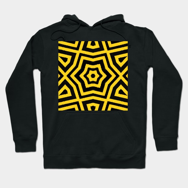 HIGHLY Visible Yellow and Black Line Kaleidoscope pattern (Seamless) 7 Hoodie by Swabcraft